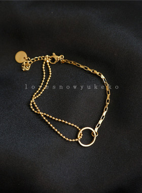 洗澡不用摘18k金色方格o圈金珠