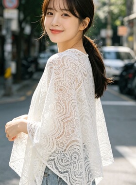 春夏新款防晒蕾丝斗篷装饰披肩女