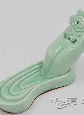栖真安福八吉祥佛手卧香碟 陶瓷熏香炉 茶道卧香炉 檀香炉 香插