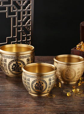 冰箱上的聚宝盆黄铜特大招米宝字缸精雕百福聚财缸做旧福字米缸聚
