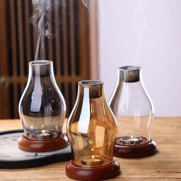 中式蜡烛沉香灯家用美容院安神香薰灯檀香沉香香粉熏香炉玻璃蜡台,淘宝优惠券,粉丝福利购,淘宝优惠卷