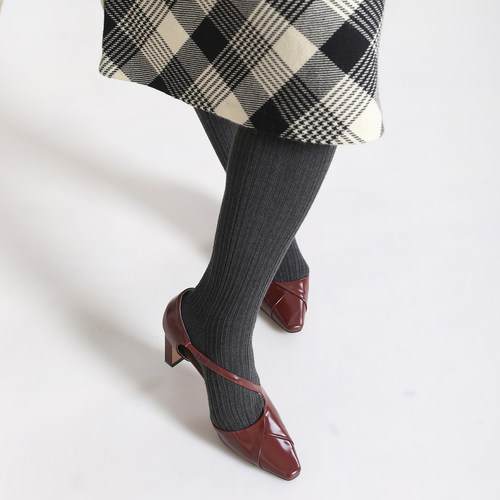 精细羊毛 秋冬薄绒加厚保暖 秋冬连裤袜打底袜女花纹直角跟无压力 - 图2