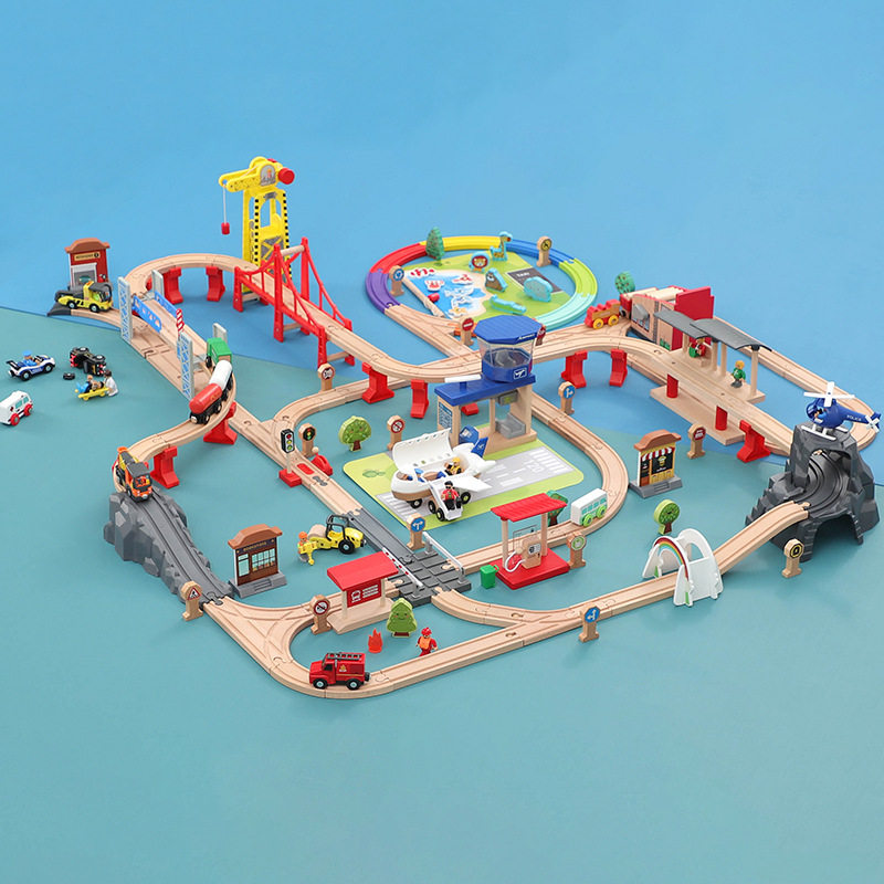 儿童木质火车轨道玩具遥控小火车电动铁路轨道多功能益智玩具套装,淘宝优惠券,粉丝福利购,淘宝优惠卷