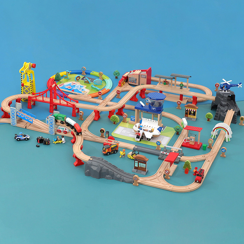 儿童木质火车轨道玩具遥控小火车电动铁路轨道多功能益智玩具套装,淘宝优惠券,粉丝福利购,淘宝优惠卷