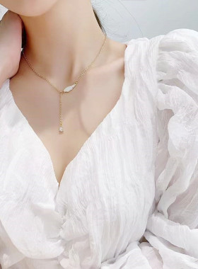 贝壳翅膀项链锁骨链女小众设计感