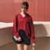 Áo sơ mi voan đen thu đông 2019 của phụ nữ - Áo sơ mi áo sơ mi kẻ nữ dài tay Áo sơ mi