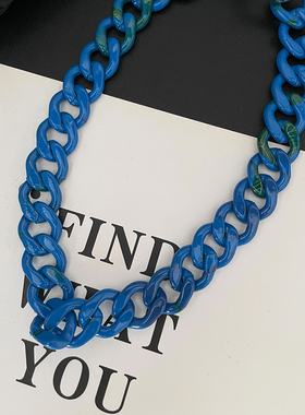 夸张欧美小众设计时尚蓝色项链