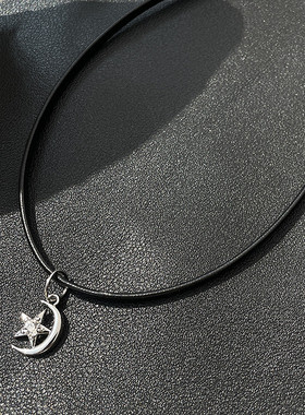 合金黑皮绳女choker颈链