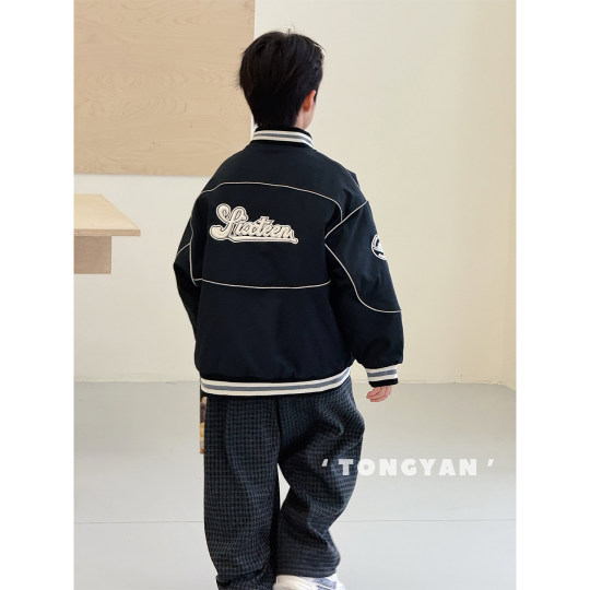 男童外套夹棉2025冬装新款中大童加厚夹克韩版保暖棉服儿童棒球服