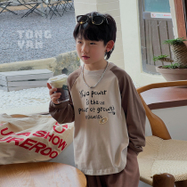 Boy t-shirt long sleeve 2023 Autumn loaded with new CUHK Tong Bottom Jersey Day Ensemble for boy Han version Childrens blouse