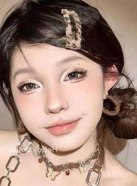 y2k千禧妆朋克豹纹发夹高