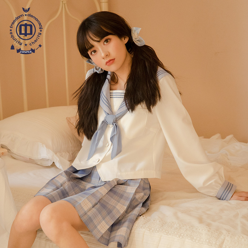 中牌制服馆冰淇淋JK制服格裙原创百褶裙日系短裙19年对格现货掉落