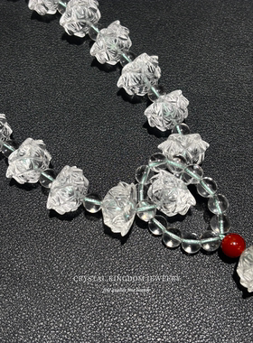 天然白水晶雕刻莲花珠手持佛珠车挂挂件原创文玩首饰手串情侣礼物