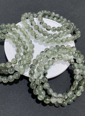 天然绿发晶手串超美竹叶青中国风首饰水晶手链情侣款国风首饰礼物