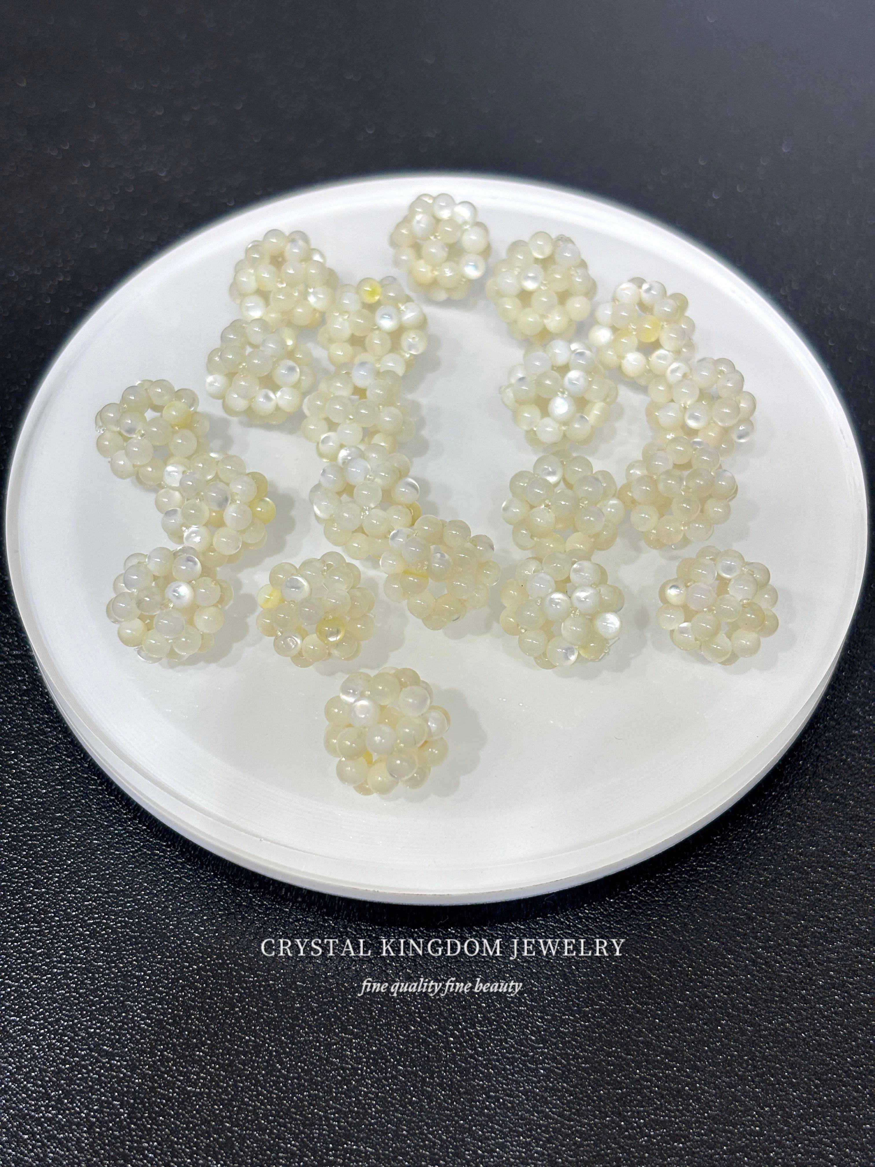 天然白蝶贝绣球珠散珠单珠diy原创水晶手链编织手工吊坠配件车挂 - 图1