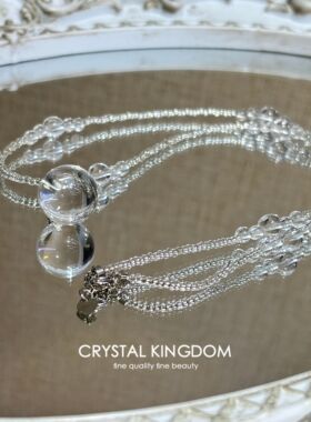 天然白水晶锁骨链泡泡珠晨露吊坠送人礼物流行饰品挂件吊坠项坠