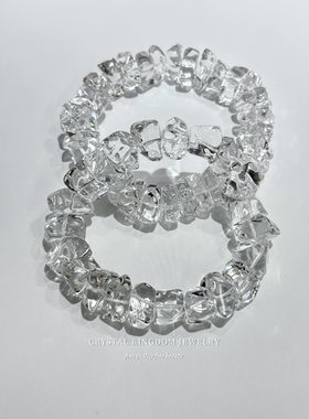 天然白水晶碎冰冰手串大冰块超闪碎石手链diy文玩文艺情侣礼物