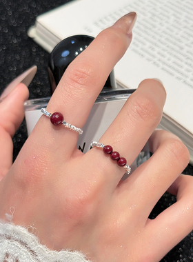 Z小姐999银紫金朱砂碎银戒指女