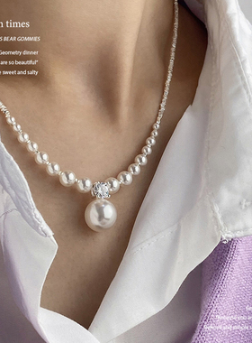 Z小姐925纯银女珍珠碎银子项链