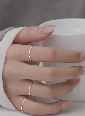 Z小姐925纯银极简素圈戒指