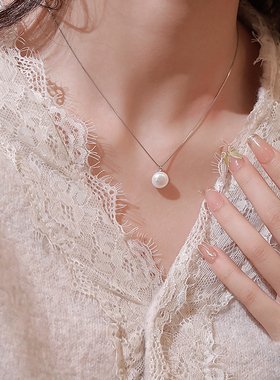 Z小姐999银天然珍珠锁骨链