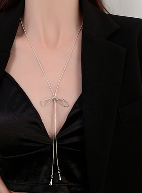 Z小姐韩系简约蝴蝶结长款项链女