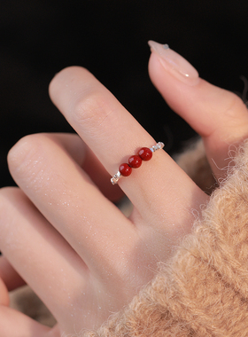 Z小姐999纯银紫金朱砂碎银戒指