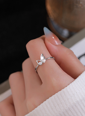 Z小姐925纯银天然贝母戒指女