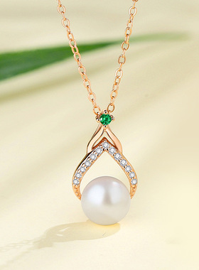 原创淡水珍珠项链女925纯银复古气质高级感水滴锁骨链妈妈款项饰