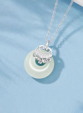 足银999锁平安扣项链女百搭时尚纯银个性锁骨链女友闺蜜生日礼物