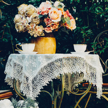 Pastoral tablecloth round cover cloth ins style coffee tablecloth translucent girl bedside table cloth internet celebrity lace small cover cloth