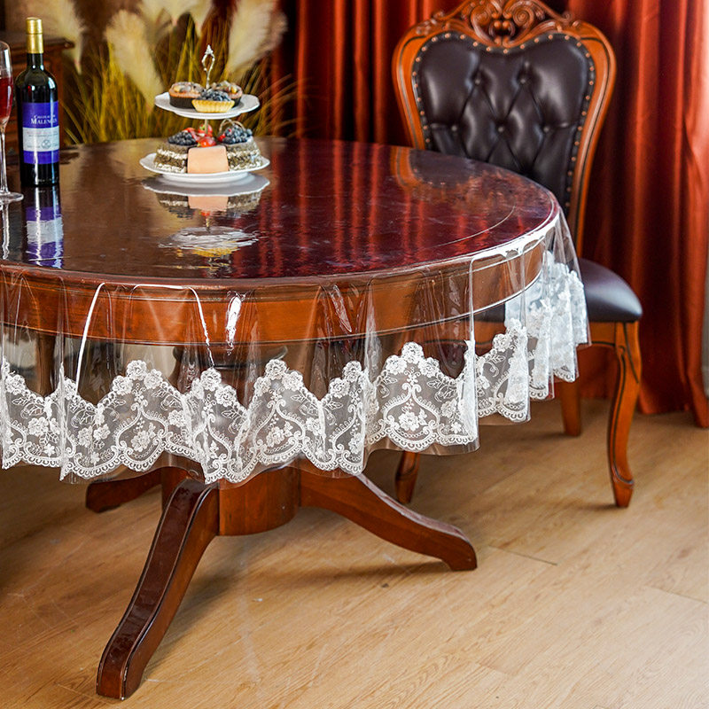 透明圆桌桌布pvc软玻璃桌垫轻奢高级感茶几桌布防水防油蕾丝台布,淘宝优惠券,粉丝福利购,淘宝优惠卷