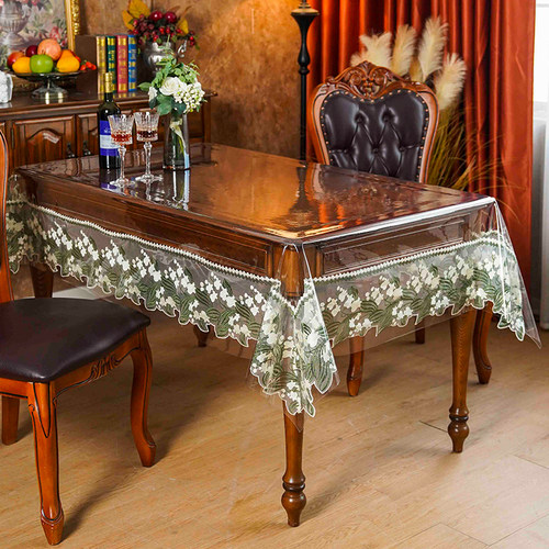 法式桌布防水防油免洗透明餐桌垫pvc轻奢高级感茶几布桌面保护垫 - 图0