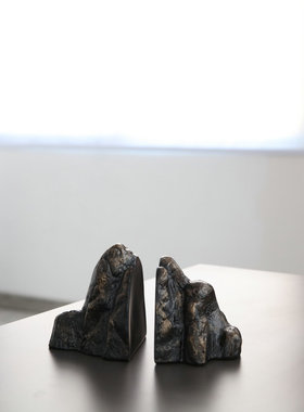 中式客厅创意假山办公室桌面书立架书夹书挡工艺品家居装饰品摆件