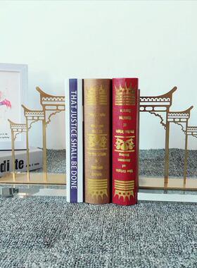 创意中式复古简约办公书立架书靠夹学生书挡家居样板房装饰品摆i.