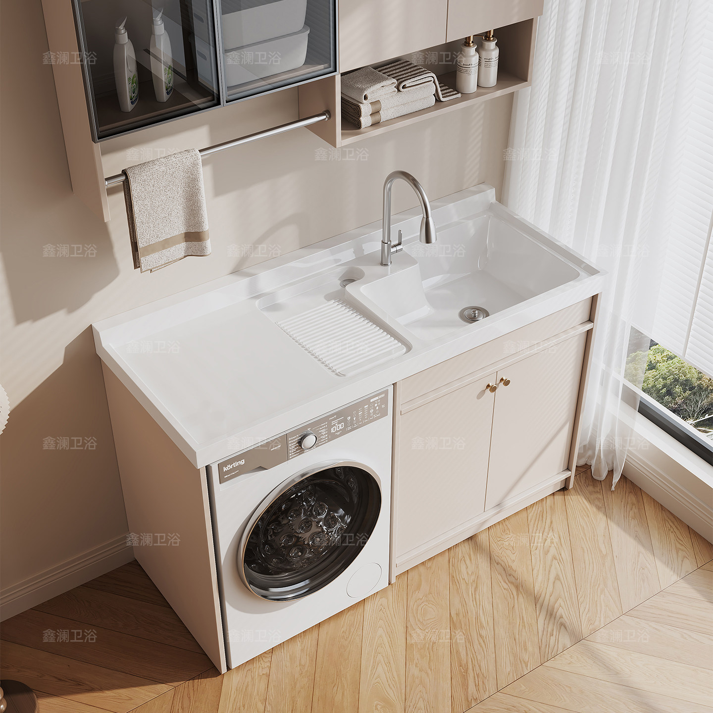 全铝蜂窝铝防水防晒洗衣机阳台一体柜组合洗手盆带搓板洗衣盆伴侣,淘宝优惠券,粉丝福利购,淘宝优惠卷