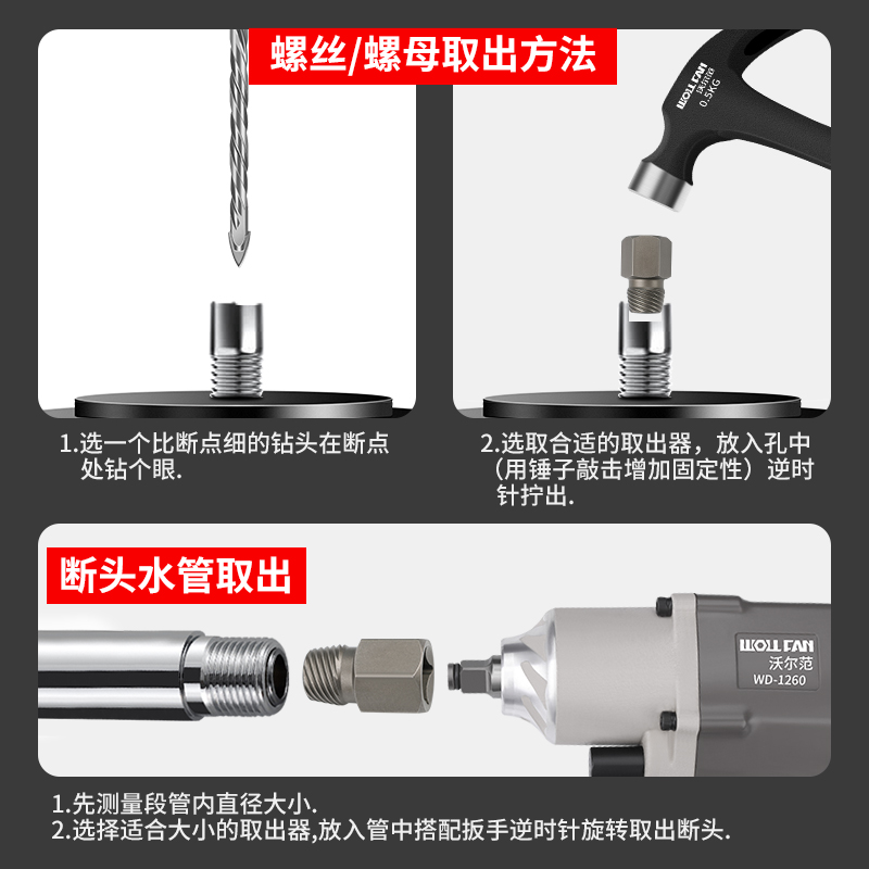 取断丝取出器神器万能断头螺丝滑丝锥取出器水龙头水管反丝取出器 - 图3