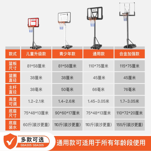 篮球架儿童可升降户外成人标准篮框小孩投篮框青少年家用移动篮筐 - 图3