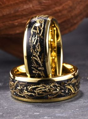 男士戒指钨钢戒指电镶嵌铜丝宽