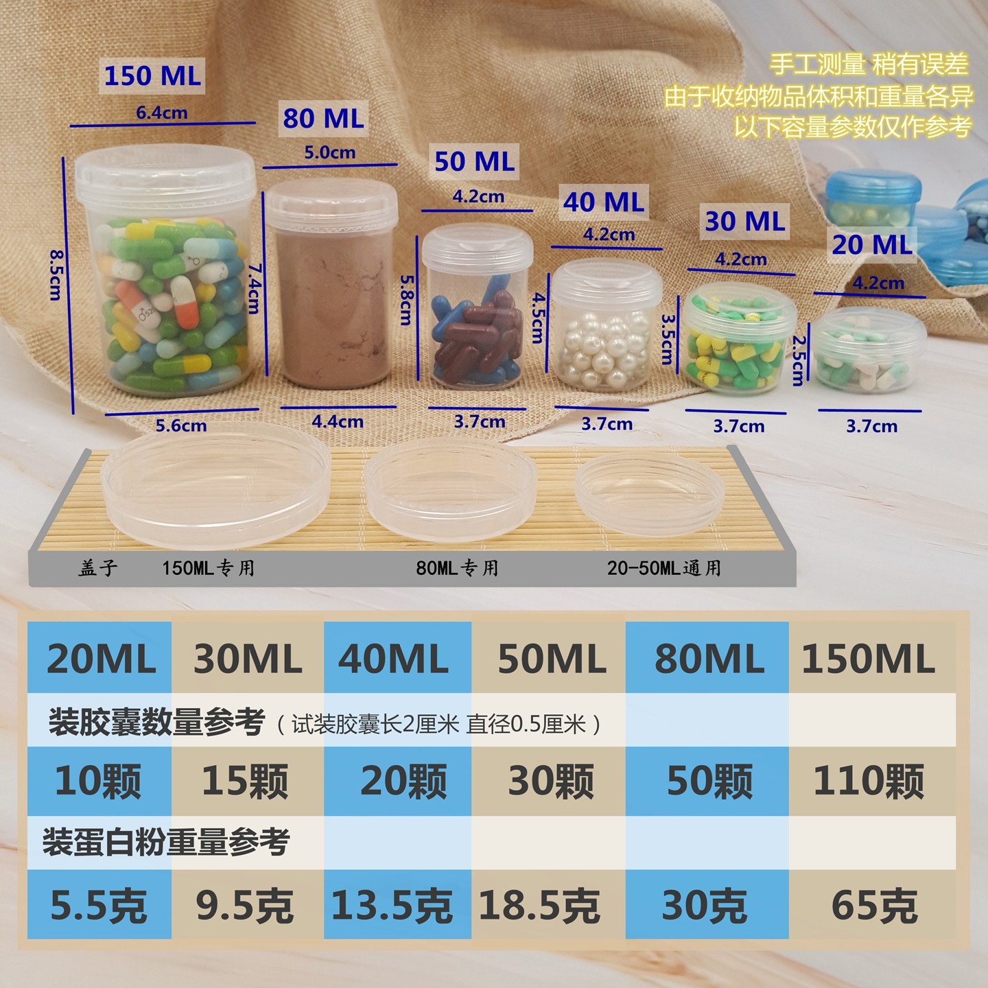 便携密封圆形液体小药瓶 防潮防漏蛋白粉剂盒子 维生素胶囊收纳盒,淘宝优惠券,粉丝福利购,淘宝优惠卷