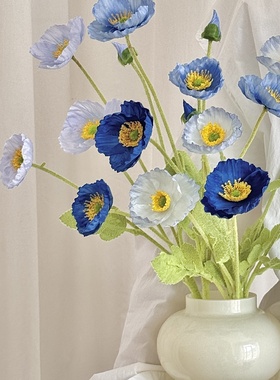 虞美人仿真花高级感逼真婚礼场景布置家居装饰摆件人造花绢花假花