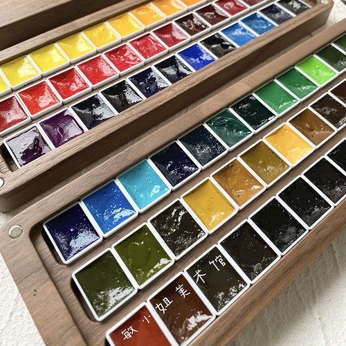 mg艺术家级水彩颜料1ml 2ml 72色双层木盒迷你分装 - 图2