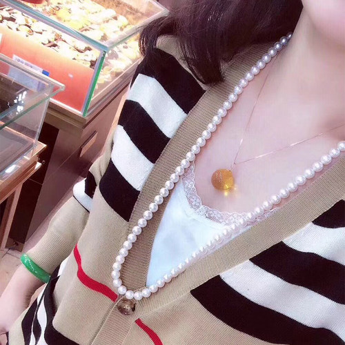 多米尼加蓝珀吊坠净水墨西哥蓝珀毛衣链琥珀蜜蜡项链大颗粒25mm女 - 图3