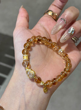 天然黄塔晶手链水沫玉葫芦手串女款招财转运珠黄水晶小众设计手链