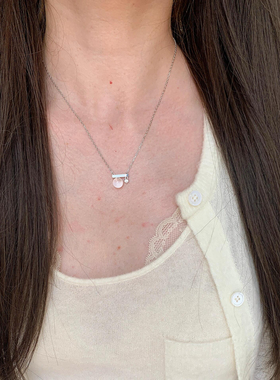 天然巴西净体白水晶耳钉s925纯银平衡木耳饰小巧精致清冷感项链女