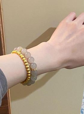 和田玉藕粉手串气质百搭单圈女