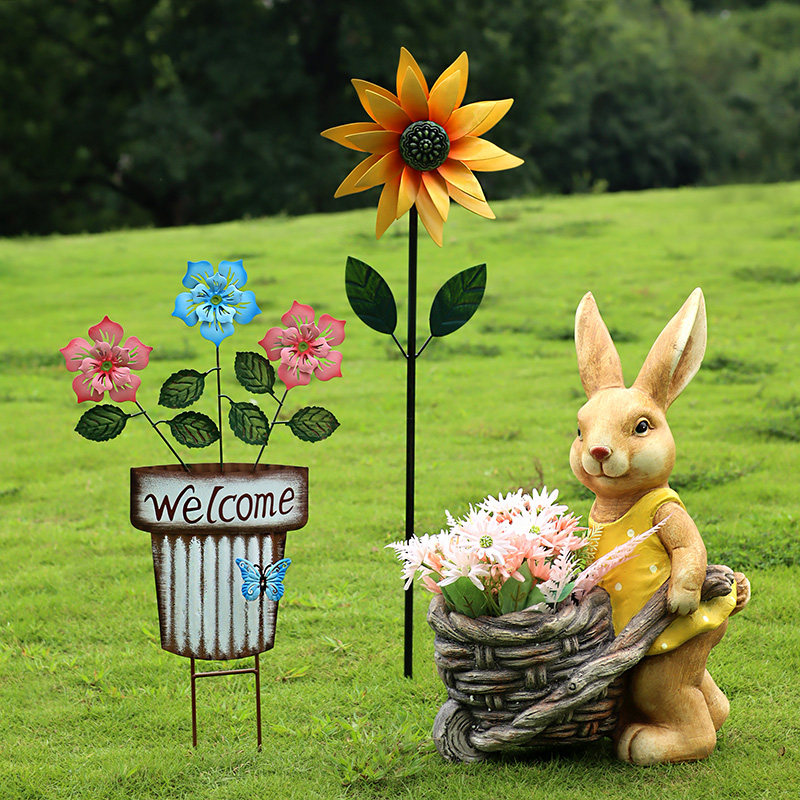 户外花园庭院布置院子铁艺花盆装饰品幼儿园造景景观阳台地插摆件 - 图1