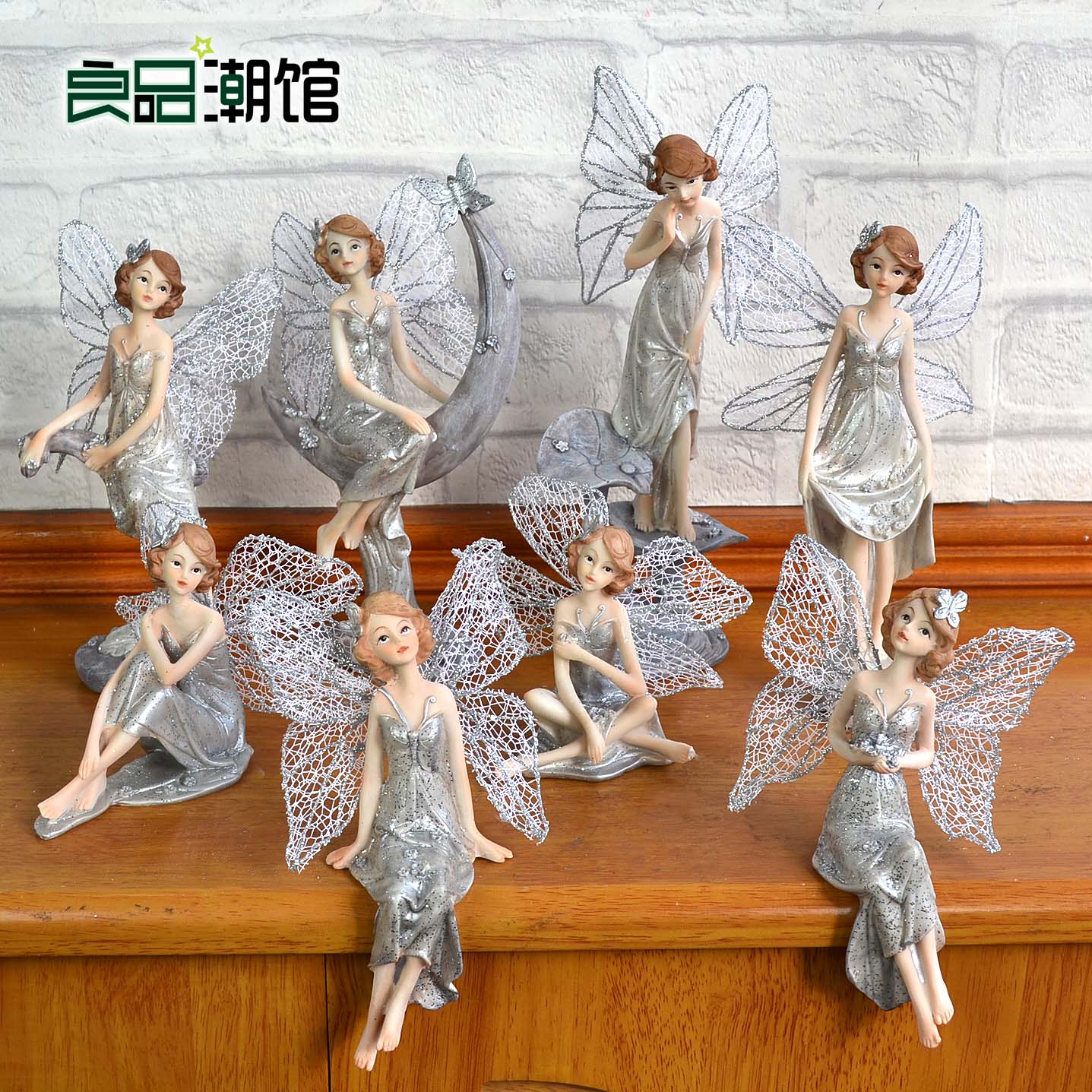 ins樹脂花仙子女精靈吊腳娃娃兒童房置物架家居軟裝飾品擺件禮物