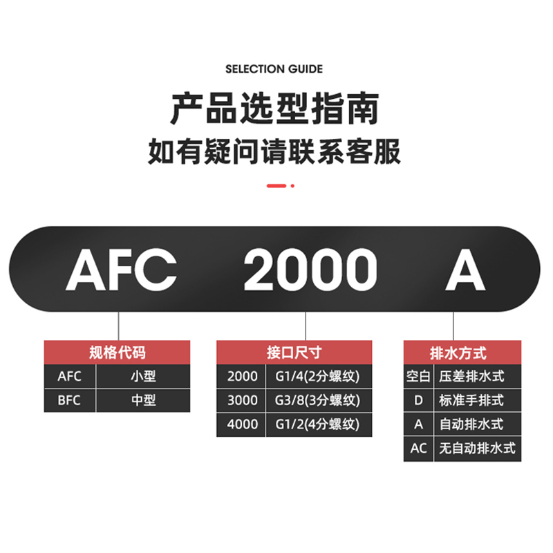 气动气泵气源处理器 AFC2000二联件自动排水AFC2000-A油水分离器-图2