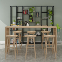 Solid wood bar table minimalist modern dining room Xuanguan partition Home High foot table Balcony leaning against wall table and chairs
